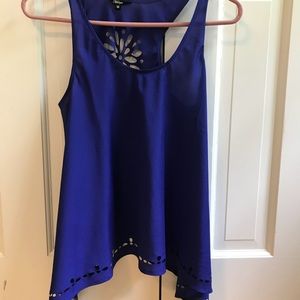Royal blue sleeveless top with cutout back detail